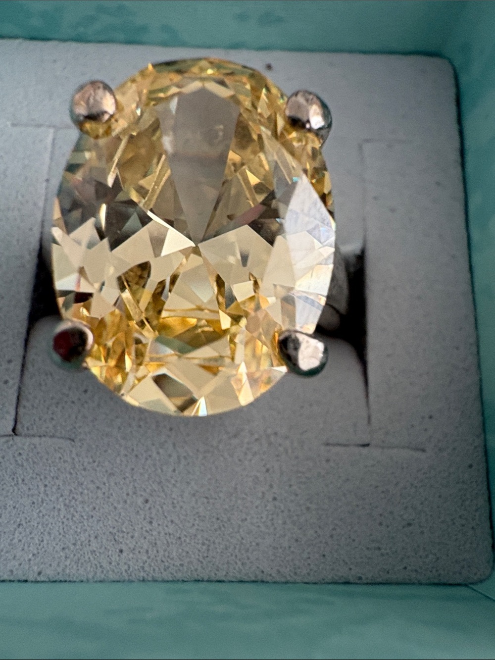 Large Champagne Crystal Cocktail Ring